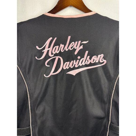 Women’s Harley Davidson Size 1 Black Biker Jacket with Pink Lining - Picture 5 of 7